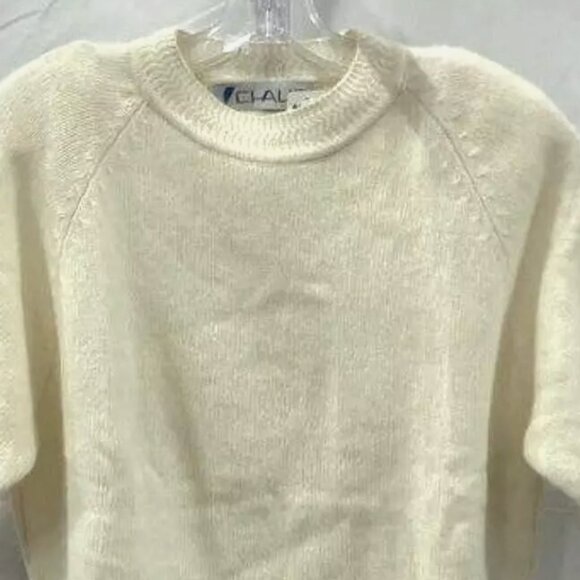 NEW VTG 80s 90s Lambswool Angora Short Sleeve Sweater Pullover Ivory Women's L - Picture 3 of 10